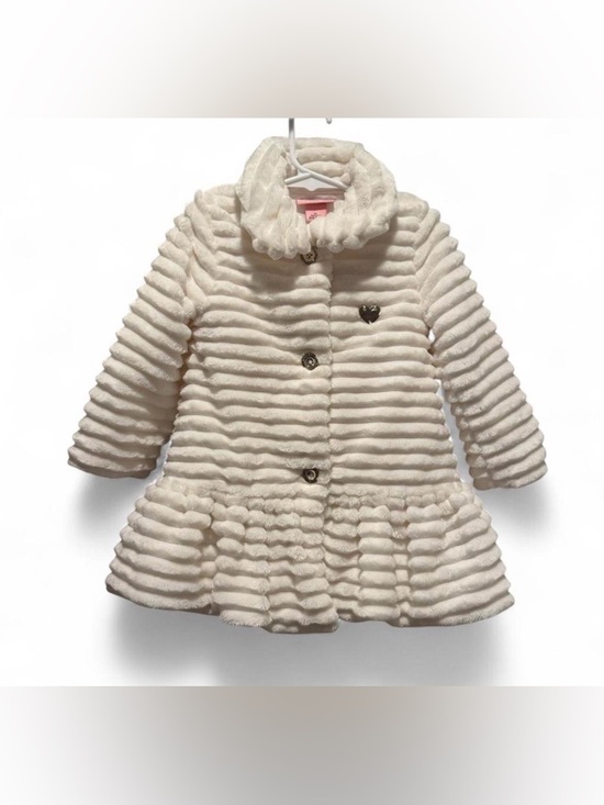 Juicy Couture Other - Juicy Couture Cream Textured Faux-Fur Peplum Coat